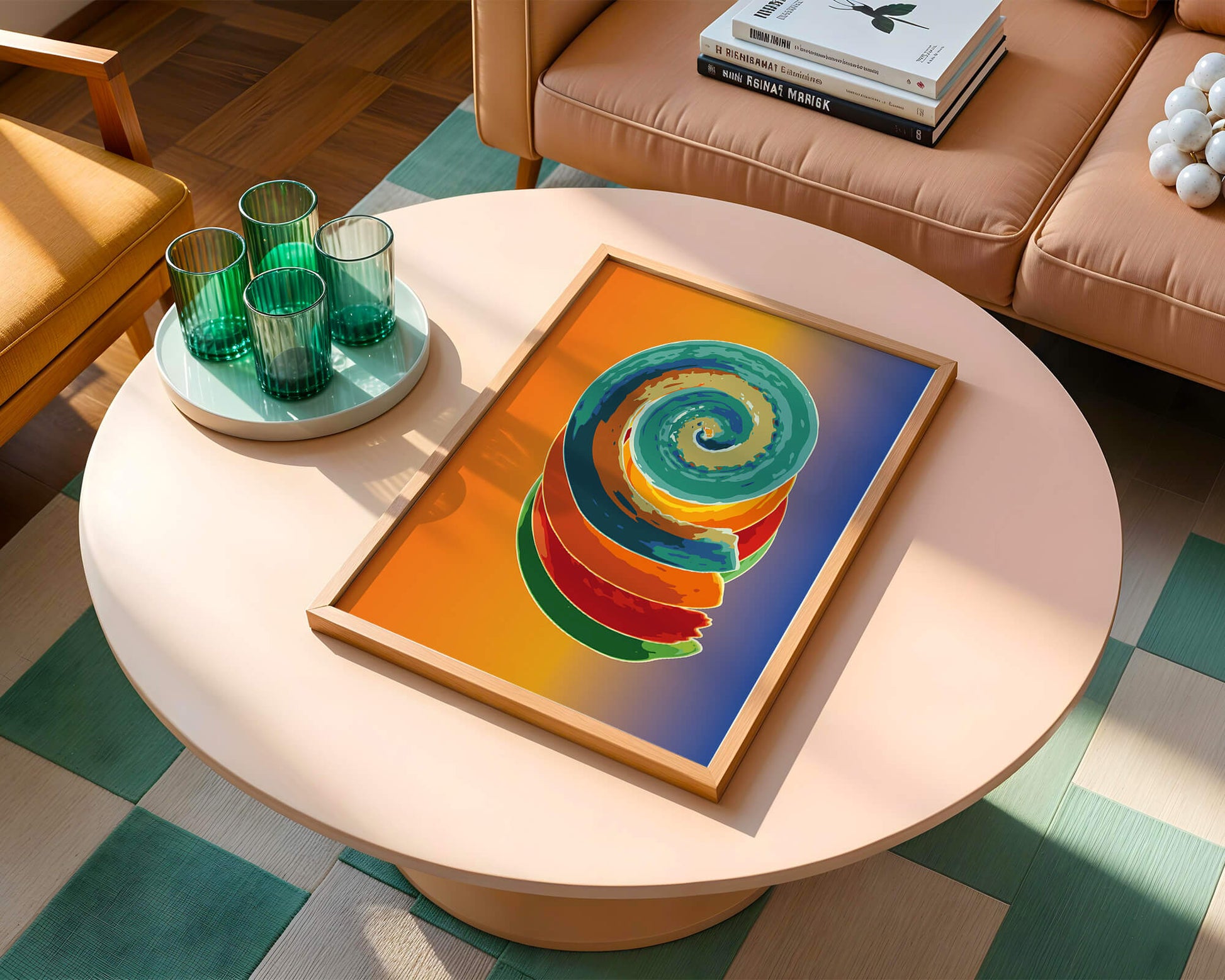 Bunte Spirale abstrakte Kunst mit lebendigem Farbverlauf Hintergrund