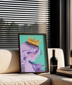 Elegant Purple-Haired Princess with Gold Crown - Mi tienda