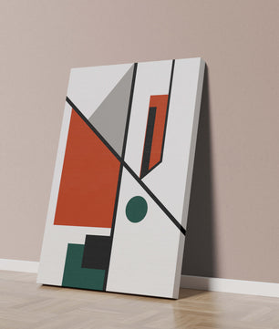 Geometric Abstract Art with Red and Green Accents