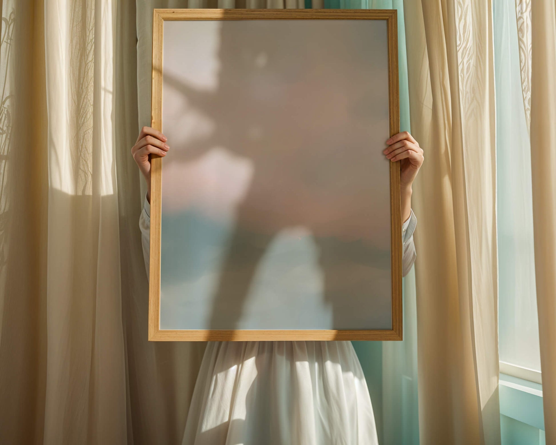 Paisaje de nubes abstracto con tonos suaves de rosa y azul