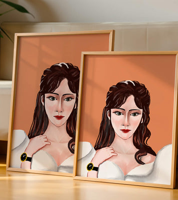 Portrait of a woman with elegant hairstyle and golden watch