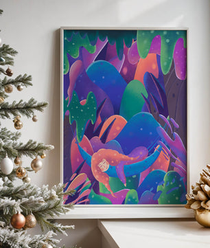 Selva surrealista onírica con mujer dormida