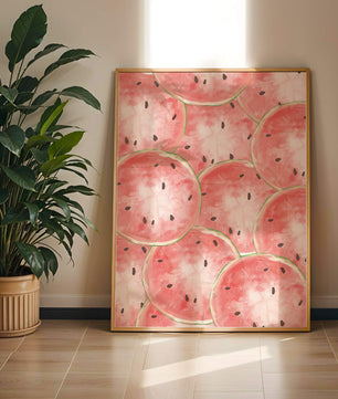 Watercolor watermelon slice pattern full of vibrant summer vibes