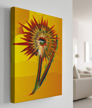 Abstract vibrant sunflower art with dynamic geometric shapes