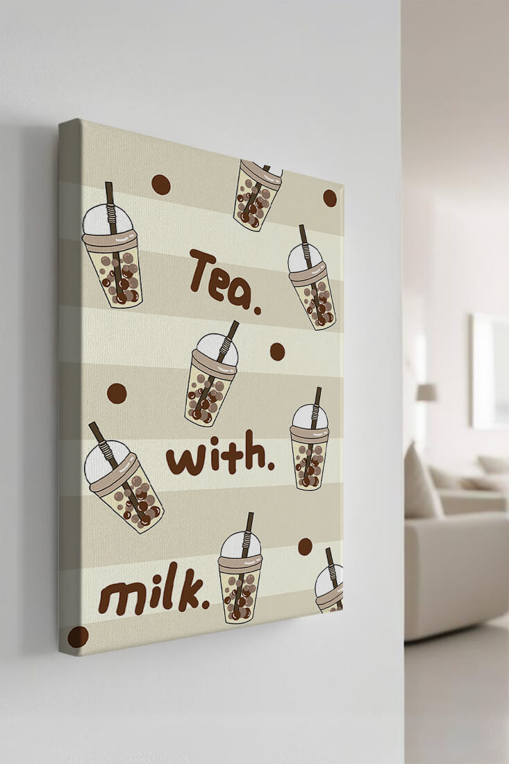 Boba tea pattern with text and bubble illustrations