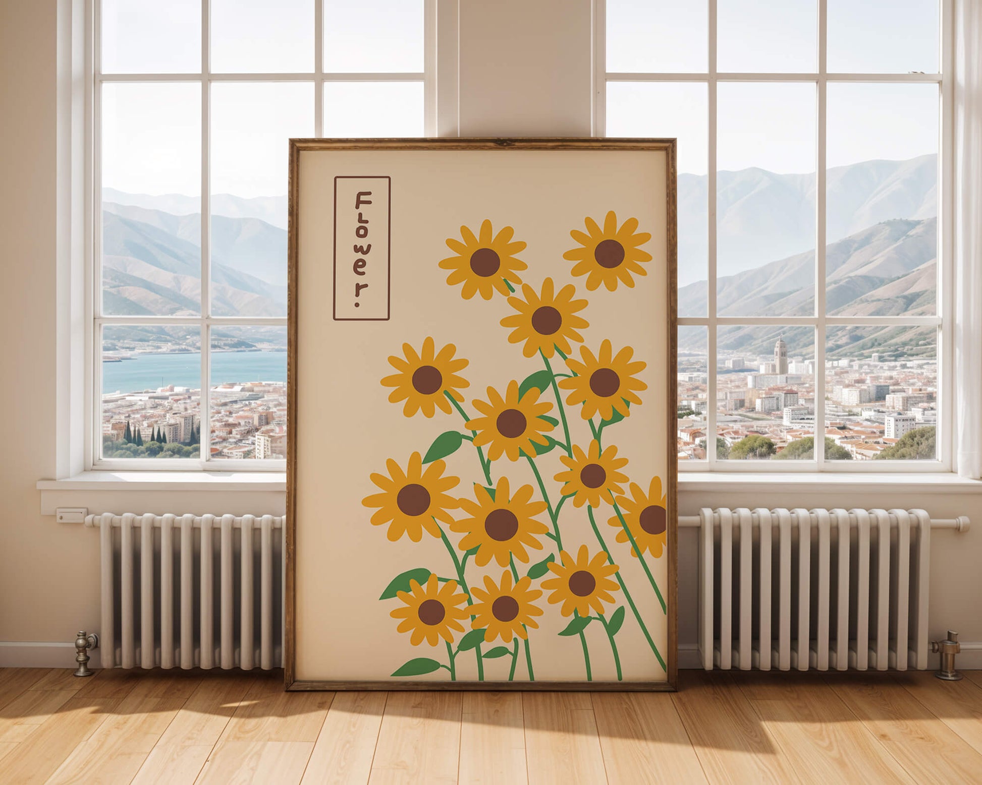Sunflower illustration on a beige background