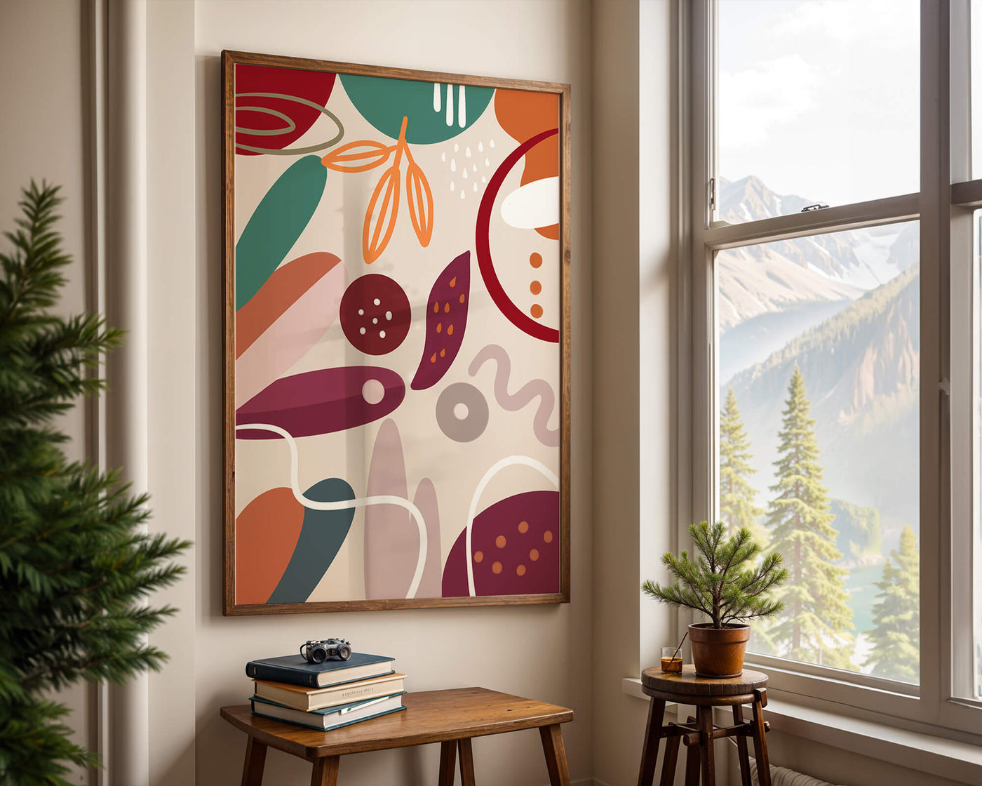 Abstract colorful geometric shapes and patterns