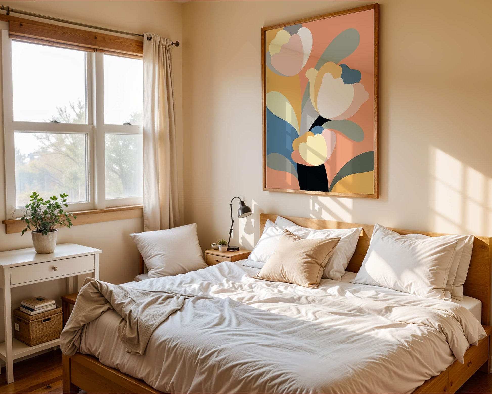 Colorful abstract shapes with soft pastel tones