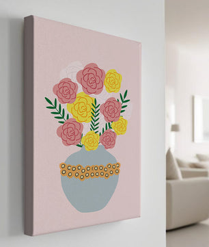 Colorful flower bouquet in a decorative vase illustration