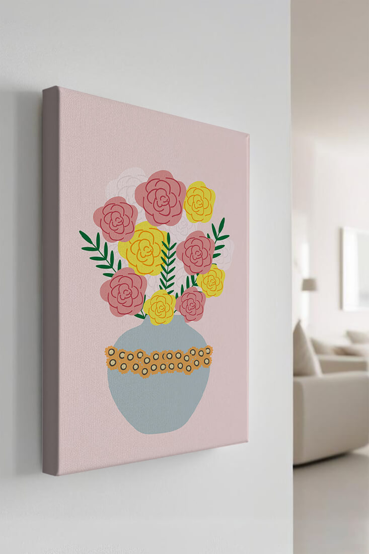 Colorful flower bouquet in a decorative vase illustration