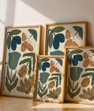 Botanical illustration with earthy and muted colors