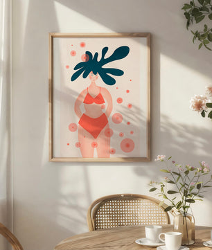 Abstract Illustration of a Woman in Swimwear with Creative Hair Design - Mi tienda