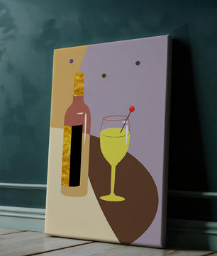 Minimalist Still Life with Wine Bottle and Glass in Soft Tones - Mi tienda