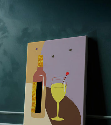 Minimalist Still Life with Wine Bottle and Glass in Soft Tones