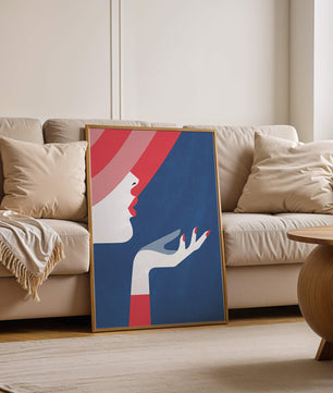 Elegant Woman with Red Hat and Stylized Hand - Mi tienda