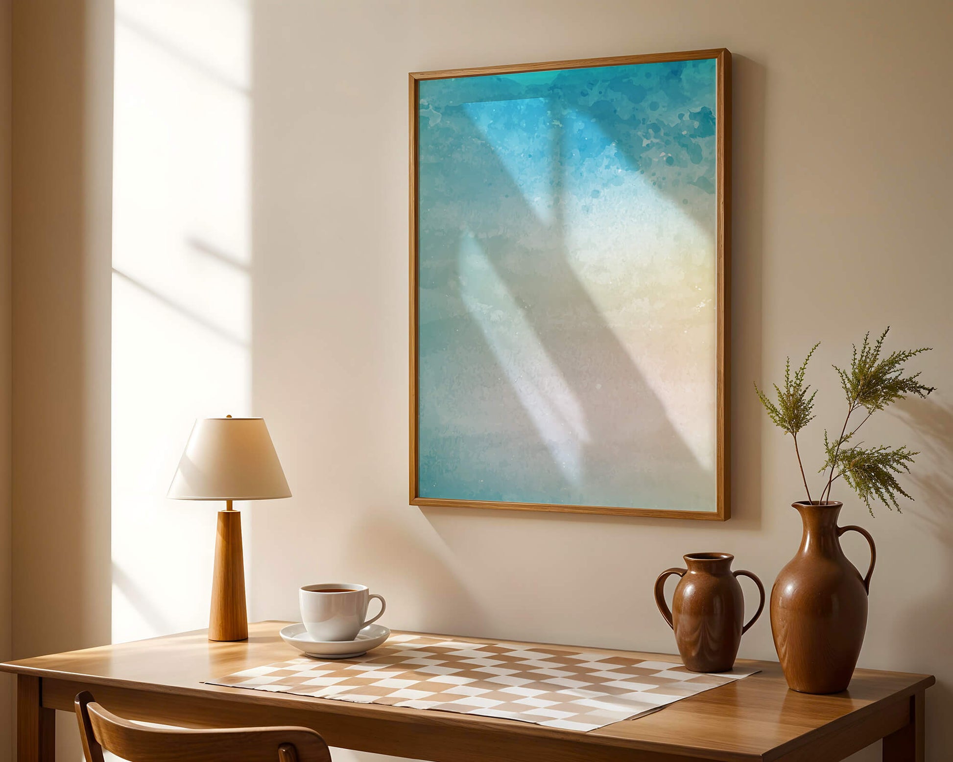 Pastel watercolor background with blue and beige gradient