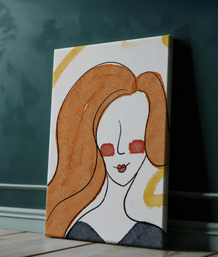 Illustration Of A Woman With Red Hair And Minimalist Features - Mi tienda