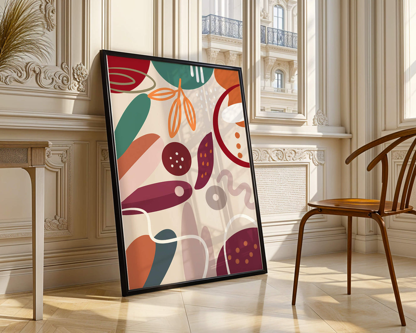 Abstract colorful geometric shapes and patterns