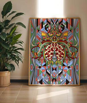 Colorful Geometric Pattern with Symmetrical Design and Abstract Motif