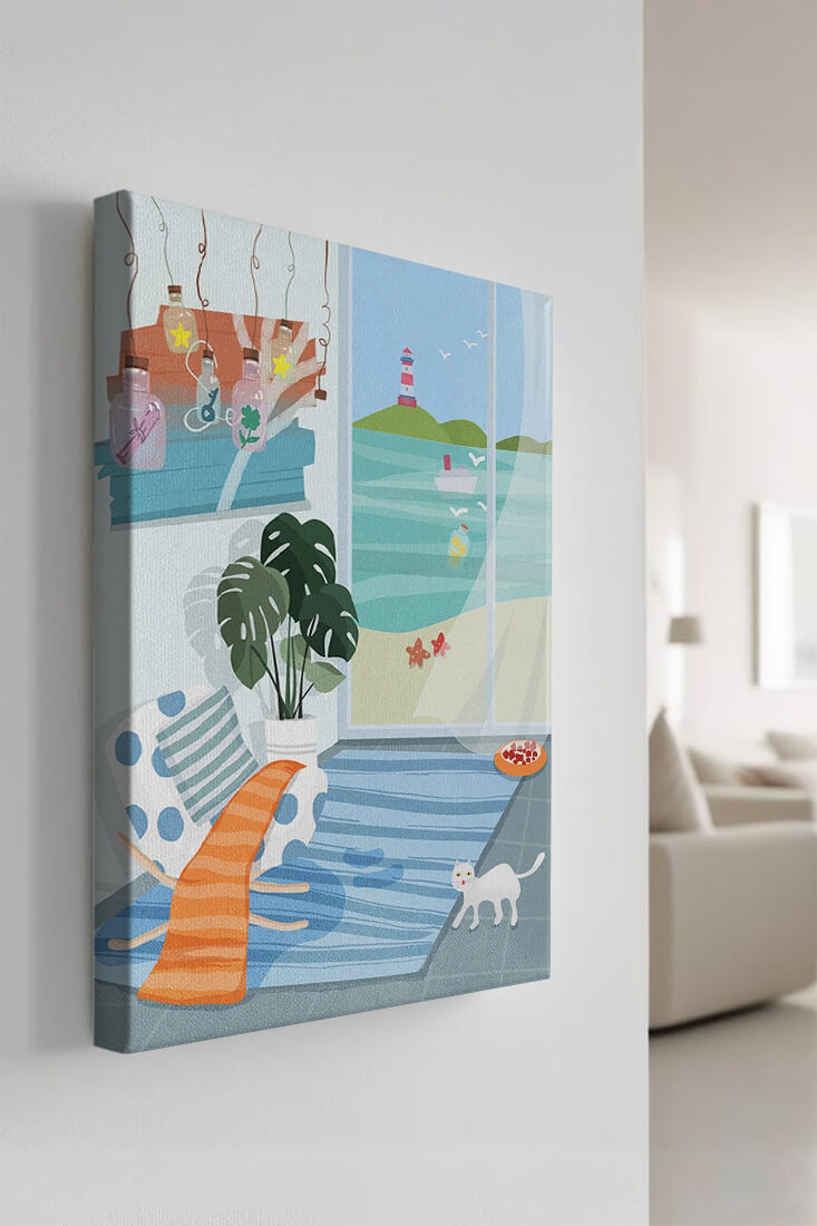 Cozy Room with Sea View and Lighthouse through the Window