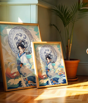 Elegantly Dressed Woman with Traditional Chinese Backdrop