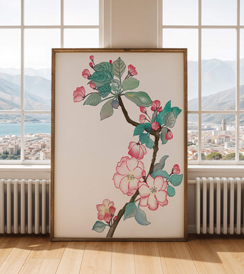 Elegant floral watercolor illustration with cherry blossom