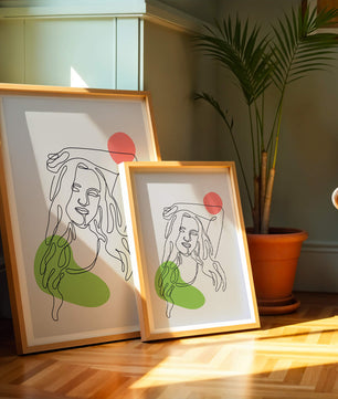 Line Art Portrait with Abstract Shapes in Minimalist Style - Mi tienda