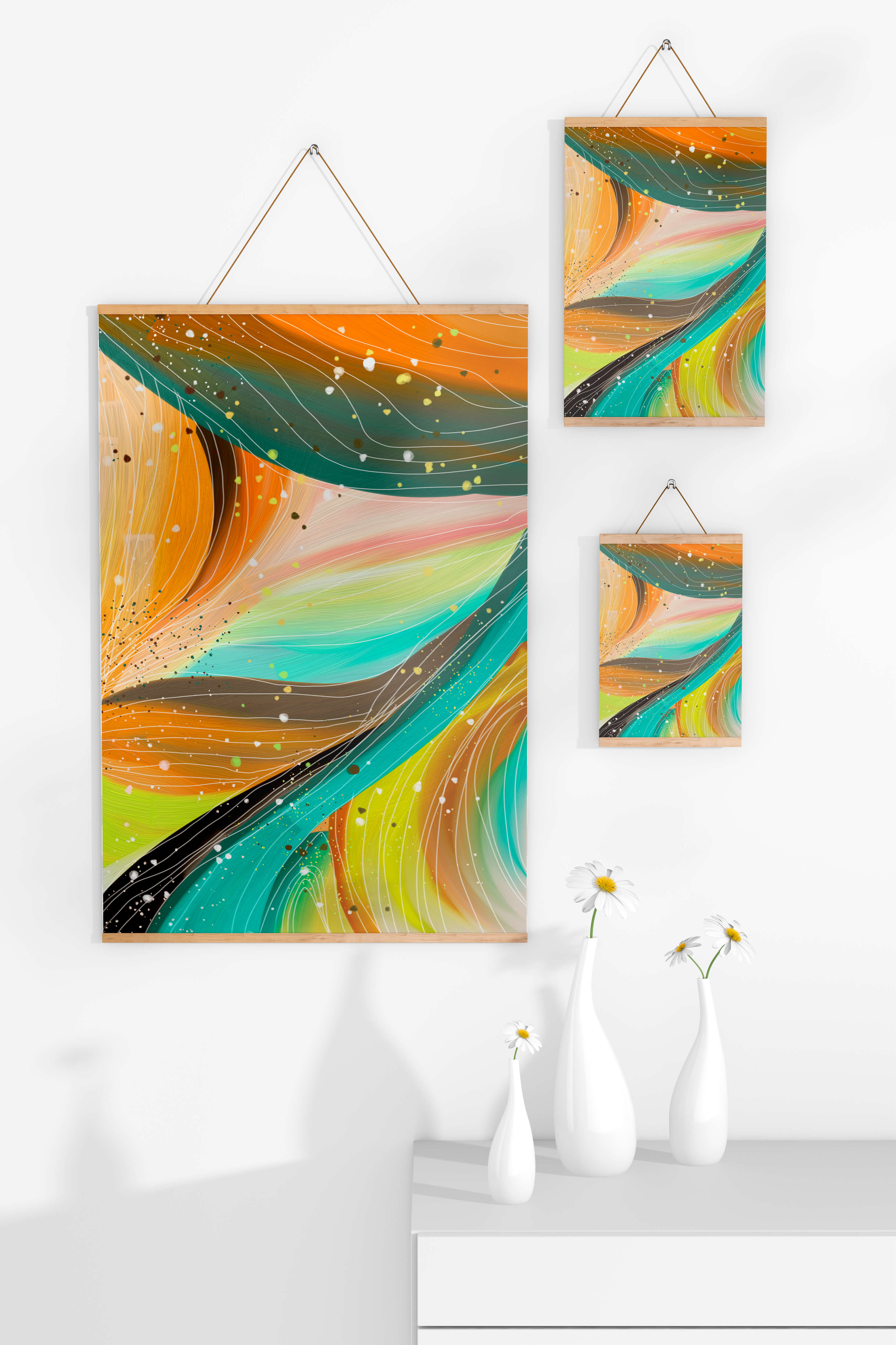 Abstract swirl of vibrant colors with dynamic lines
