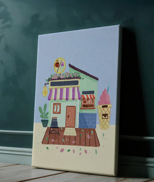 Ilustración encantadora de café con elementos de helado y café
