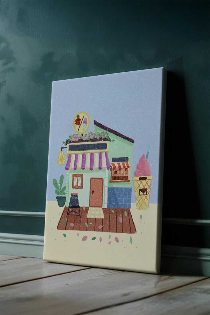 Ilustración encantadora de café con elementos de helado y café