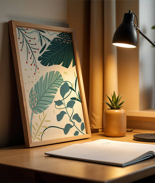 Abstract Botanical Illustration with Colorful Leaf Patterns