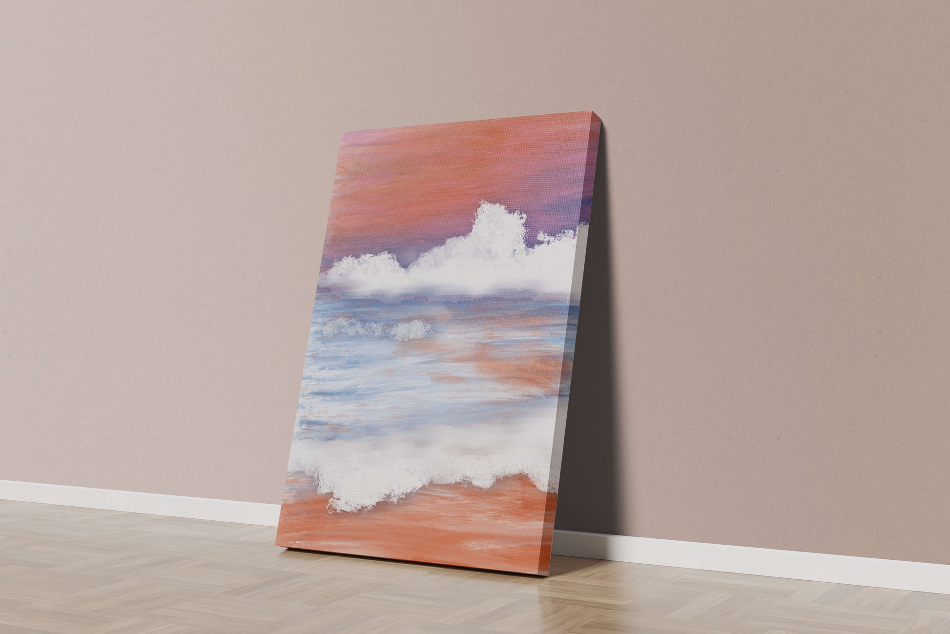 Calming Ocean Waves with Serene Sunset Sky