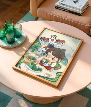 Charmante illustration d’un enfant savourant un plat traditionnel