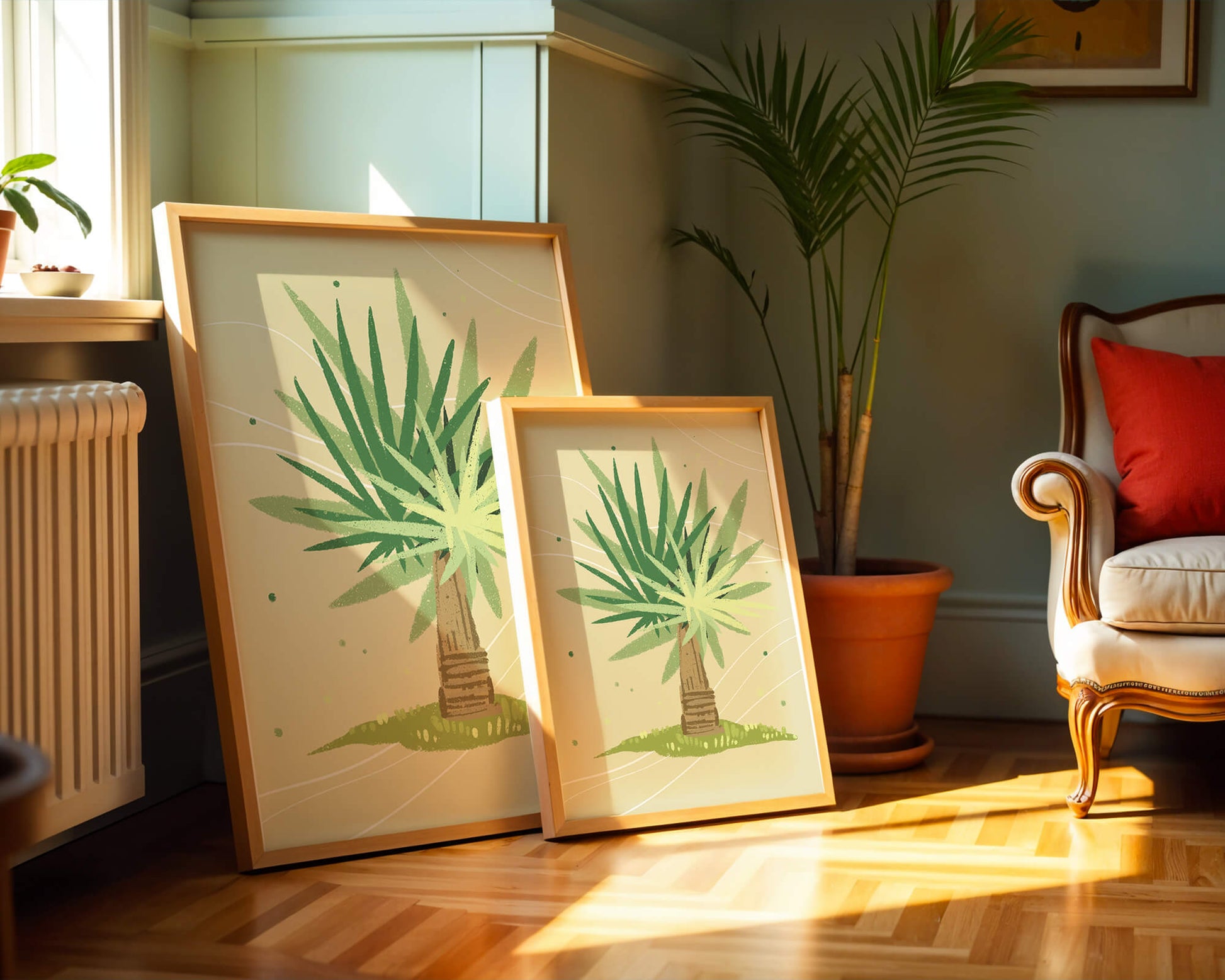 Illustrated tropical yucca plant with a textured background