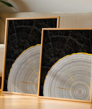 Abstract Wood Grain Pattern with Gold Accents on Black Background - Mi tienda