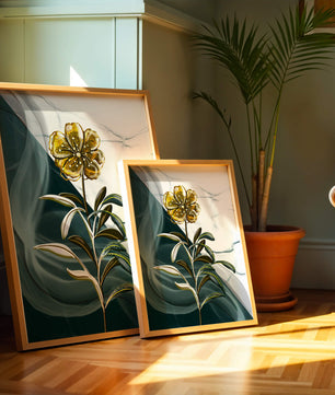 Elegant floral design with gold accents on abstract background