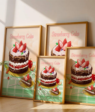 Delicioso pastel de chocolate y fresa con crema y frutas