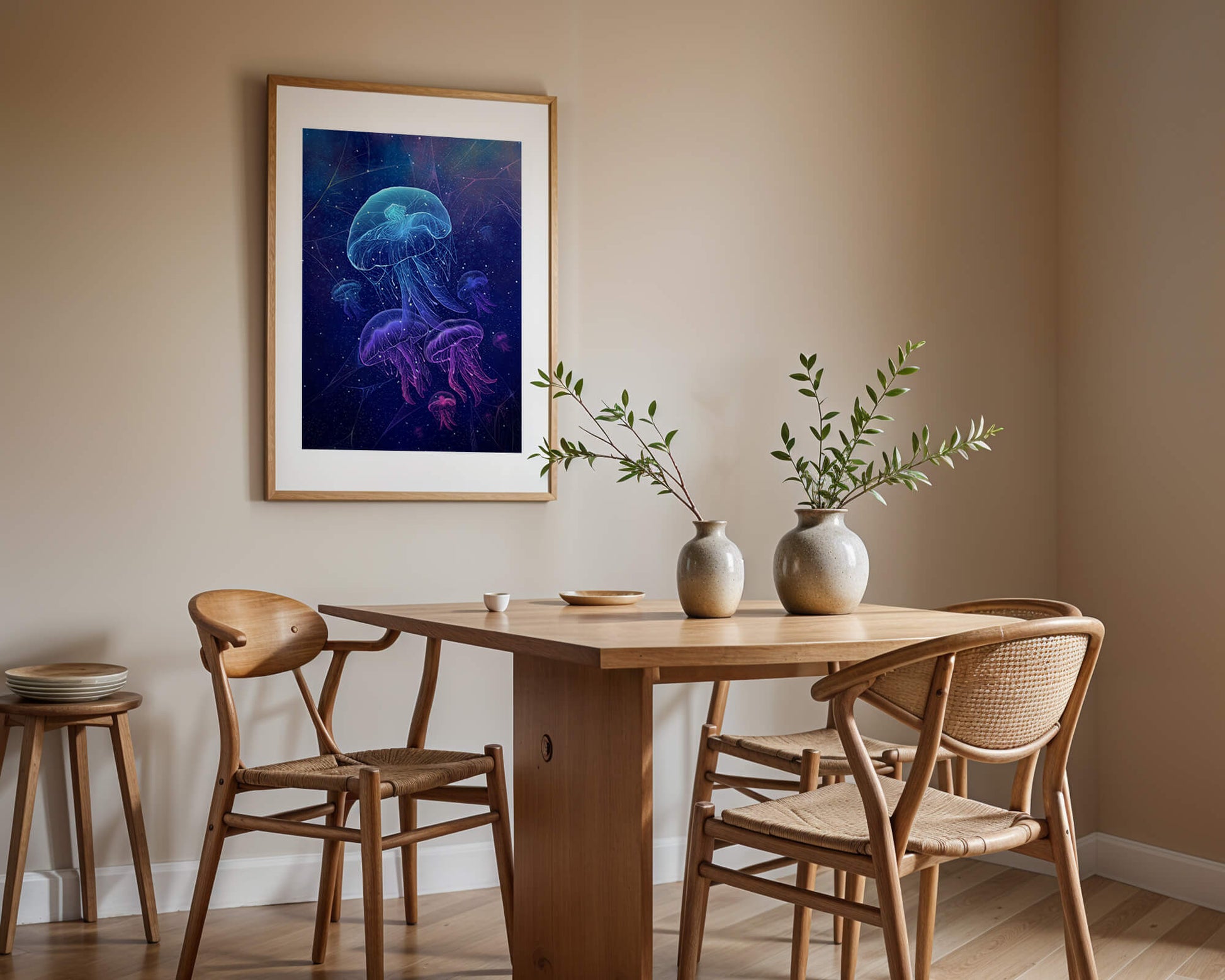 Jellyfish Illuminated in Magical Ocean Scene