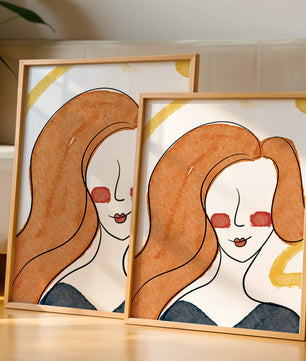 Illustration Of A Woman With Red Hair And Minimalist Features - Mi tienda