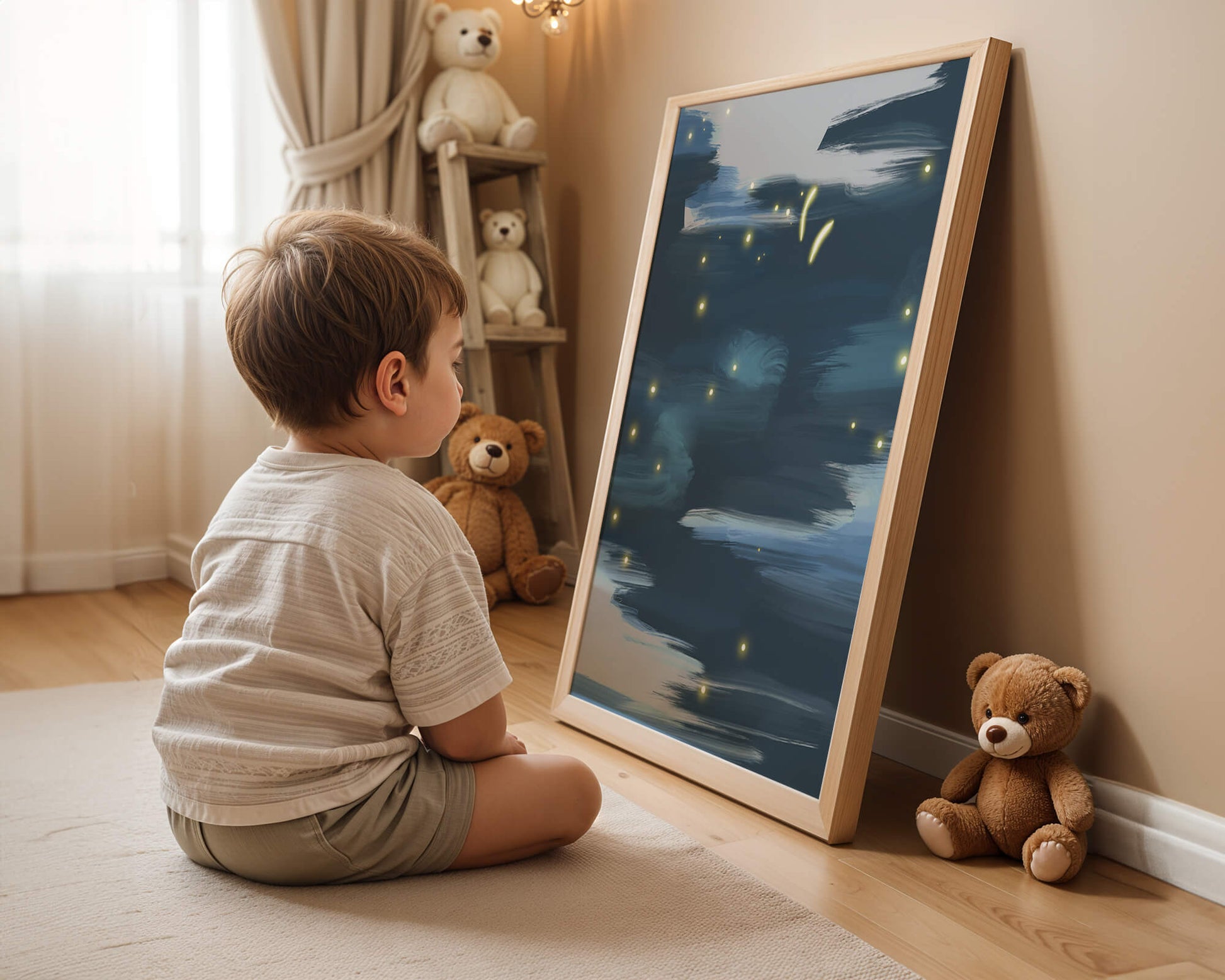 Abstract Night Sky With Glowing Elements