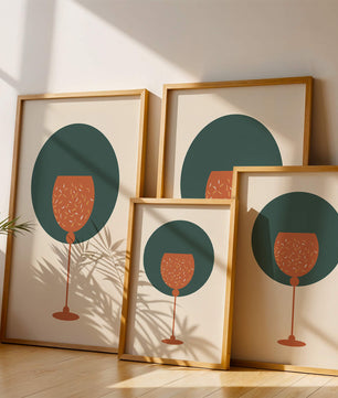 Wine Glass with Decorative Elements on Modern Minimalist Background - Mi tienda