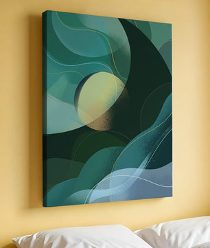 Formas fluidas abstractas verdes y azules con efecto degradado