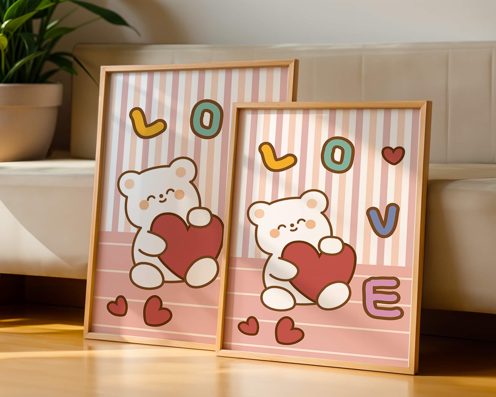 Adorable bear holding a heart in a playful love-themed illustration