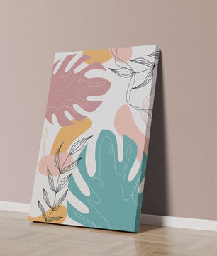 Illustration botanique abstraite avec des motifs de feuilles colorés