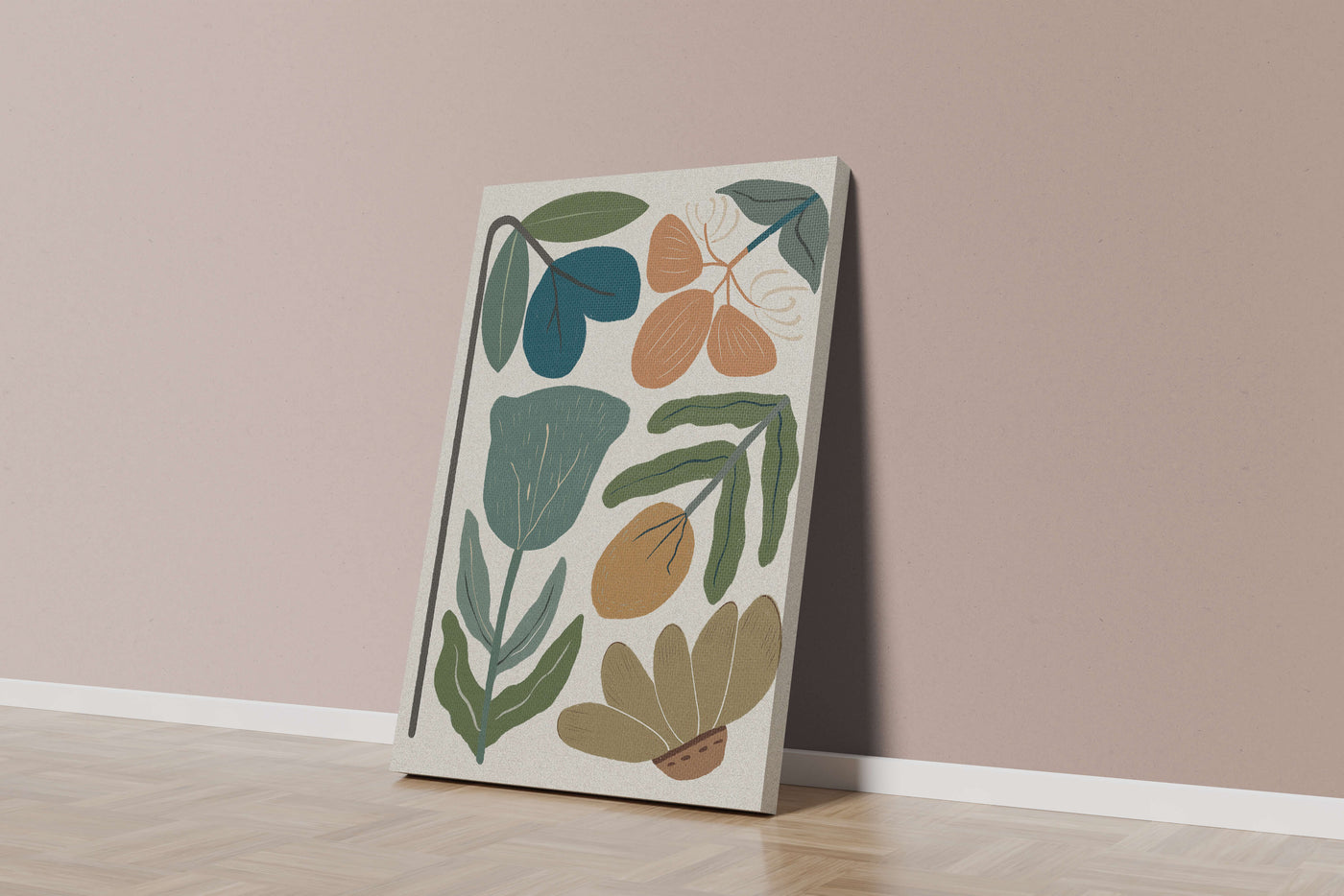 Botanical illustration with earthy and muted colors