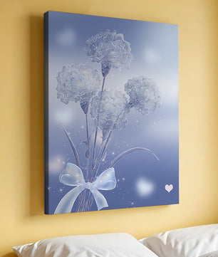 Carnations With Sparkles And Ribbon On Blue Background - Mi tienda