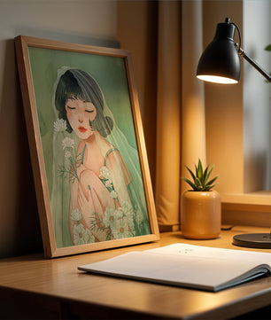 Ilustración emocional de una mujer rodeada de flores