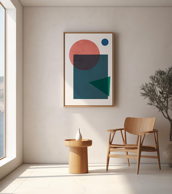 Geometric Abstract Art with Overlapping Shapes in Soft Colors
