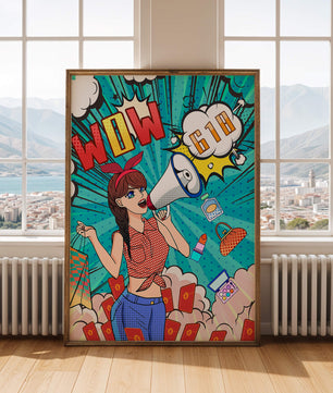 Vibrant Pop Art Style Shopping Experience with Retro Influences