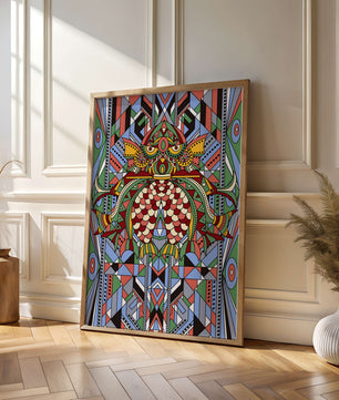 Colorful Geometric Pattern with Symmetrical Design and Abstract Motif